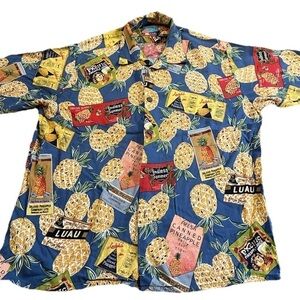 VTG Reyn Spooner Joe Kealuhas All Over Graphic Print Pineapple Camp Mens Medium